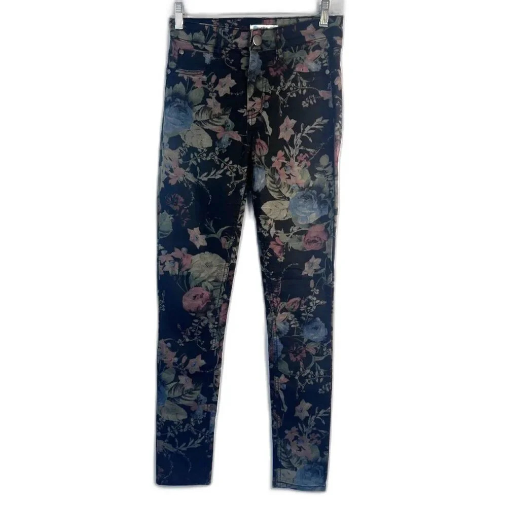 Love Fire Faded Black Floral Jegging Pants JRS Size 1/Small